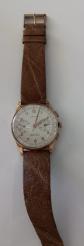 Montre Or 18k chronographe m�canique antimagn�tique, cuir marron