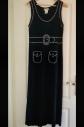 Sonia Rykiel robe maxi femme noire coton strass poches sans manches 38