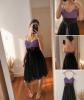 4.collective Robe femme A Line bicolore violet-noir col V noeud bretelles M