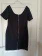 Atmosphere Robe femme noire mini col rond manches courtes zip devant 44