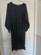 cama�eu Robe pull femme noire L midi uni col rond manches longues