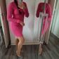 Robe moulante Guess en maille c�tel�e fuchsia   Manches longues   Taille M