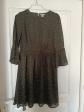 H&M Robe femme kaki � pois taille 40 col rond genou �vas�e manches 3-4