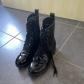 Bottines femme noires pointure 35 synth�tique lacets fermeture �clair bout rond
