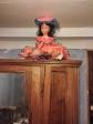 Poup�e d�corative robe rose � volants, chapeau, tissu, 17 ans et plus