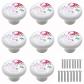 boutons de tiroir ronds en c�ramique peints � la main en   fleur rose 8 pi�ces