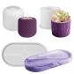 Lot de 3 Moules en Silicone pour Bougeoirs 2 Vases   1 Plateau Rond   Blanc.