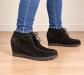 Botines HOGL Compensados De Daim Negro Con Cordones Talla 38 EU