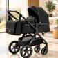 Poussette B�b� Noir 3 en 1 Luxe   Landau Pliable, Nouveau N�, Voyage, Si�ge Auto