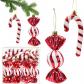 Lot de 12 D�corations de Sapin de No�l Rouges   et Blanc Plastique