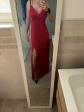 Mango Robe longue rouge col V � bretelles sans manches fente taille M