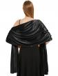 Satin Foulard Chale Femme Mariage Echarpes pour Robe de Soir�e   Noir Polyester