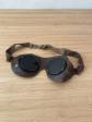 Militaria : lunettes de protection allemandes ww2   cuir brun, verres jaunes