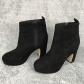 H&M Bottines Femme Taille 37 Noires Faux Daim Talons Boots Cheville