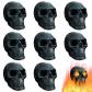 B�ches � Gaz Imit�es en Forme de Cr�ne Humain pour Chemin�es Noir Lot de 8