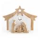Petite Cr�che en Bois 20 x 14 cm D�coration de No�l Blanc Naturel