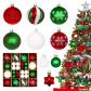 Boules de No�l Ornements 44 Pcs Decoration Sapin Rouge Vert Blanc Barbie029 1