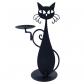 Bougeoir Chat Noir avec Plateau Vintage Ch�ssis en Fer D�coration CP122312