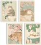 Ensemble de Posters de Chats 4 Pi�ces D�coration Murale Tabby Japonais