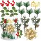 D�corations de Cupcake de No�l Aiguilles de Pin Baies Fleurs Lot de 16