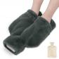 BNGXR Chauffe pieds 2L Bouillotte avec Housse en Peluche Douce Lavable Gris