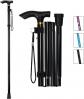 Noir Canne de Marche Pliable Compacte en 4 Parties pour Femmes Aluminium