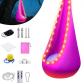 Niche Suspendue Si�ge � Bascule avec LED et Coussin Gonflable Rose 150x70cm