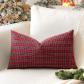 Housse de Coussin D�corative de No�l � Carreaux �cossais Rouge Polyester