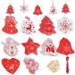 Blanc   Rouge Lot de 40 D�corations de No�l en Bois � Suspendre