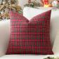 Ensemble de 1 Housse de Coussin D�corative de No�l � Motif �cossais Rouge