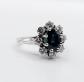 Bague marguerite vintage or blanc 18k saphir 0,80 carats et diamants