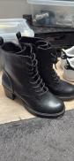 bottines femme cuir noir 38 lacets   fermeture �clair talon bloc bas