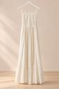 CLAUDIE PIERLOT  Superbe robe longue blanche en dentelle florale et plumetis T38