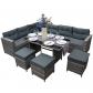 Salon de Jardin Gris en Rotin pour 9 Personnes Ensemble Table & Si�ges