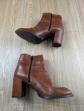 Bottines Anna De Valle cuir croco cognac T40 talon bloc ankle boots TBE