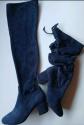 TEXTO Bottes cuissardes femme bleu daim T40 talon bloc zip bout rond