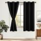 Rideau Thermique Isolant Anti Froid et Chaleur et Attaches Noir Polyester