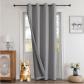 Rideau Occultant Isolant Thermique � Oeillets 132x158 cm Gris Clair Polyester