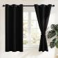 Rideau Occultant avec Embrasses Thermique Isolant Anti Froid Noir Polyester