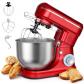 Robot P�tissier 1500W 6L Inox 6 Vitesses Pulse P�trin Fouet Batteur Rouge