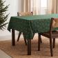 Nappe de No�l Jacquard Fil Dor� pour Table � Manger Carr�e D�coration Vert