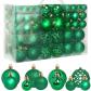 100 Boules de No�l Ensemble pour Sapin D�coration � Suspendre Vert Plastique