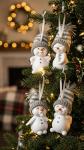 Figurines D�coratives de No�l Bonhomme de Neige D�corations Gris Lot de 4
