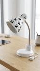 Lampe de bureau enfant blanc flexible, abat jour c�ne motif empreintes animal