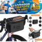 Sacoche de guidon v�lo �tanche 6L avec support t�l�phone, sac avant noir