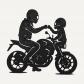 D�coration murale motard et enfant � moto 18 cm noir PETG   Cadeau p�re fils