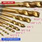Machine 9 pi�ces HSS M2 M2,5 M3 M4 M5 M6 M8 M10 M12 pointe en spirale droite cannel�e main