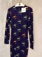 Desigual robe moulante violette au genou manches longues col rond taille S