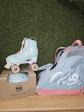 Rio Roller patins � roulettes loisir bleu-rose-blanc   sac   casque Script L-XL