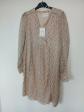 Robe Maison 123 Neuf T38 M Beige Rose Lurex Dore Oiseau NWT Party Dress